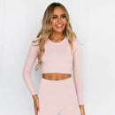 Workout Tops For Women Fitness Sport Yoga Top Knitted Yoga Shirt Seamless Top Long Sleeve Running Sport Shirt Women Sportswear