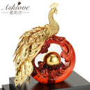 Asklove Gold Phoenix Ornament 3D pavo real estatua 24K hoja de oro decoración miniatura figuritas escritorio artesanías decoración del hogar regalos