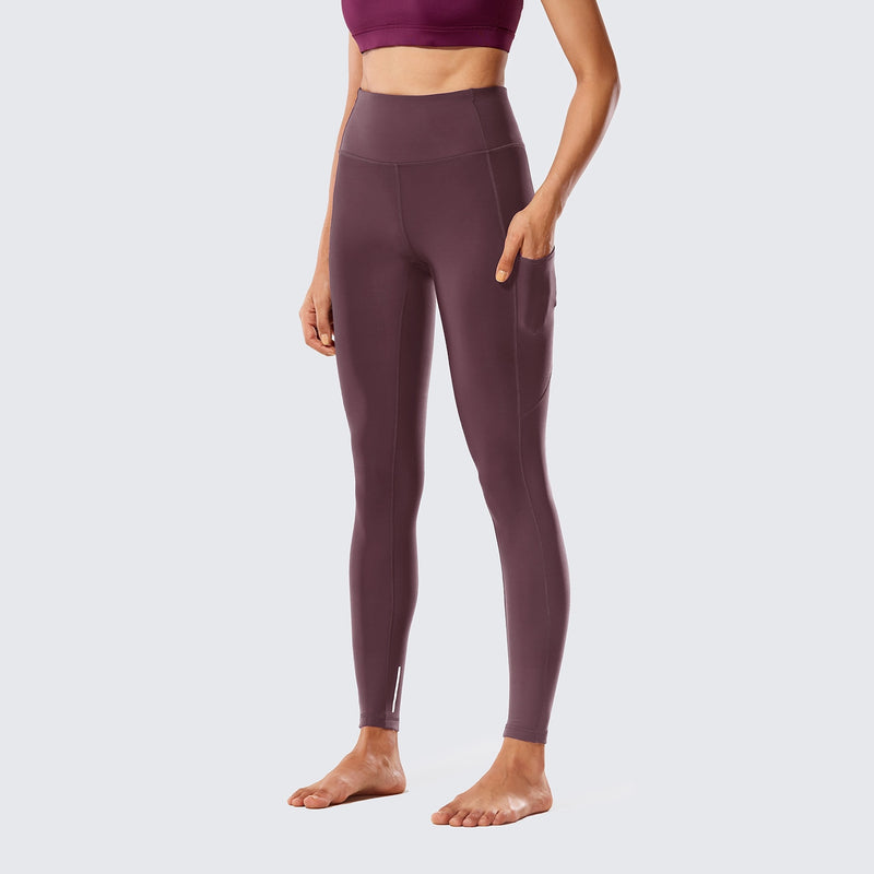SYROKAN Leggings térmicos con forro polar para mujer, pantalones de yoga de invierno de cintura alta con bolsillos, 28 pulgadas