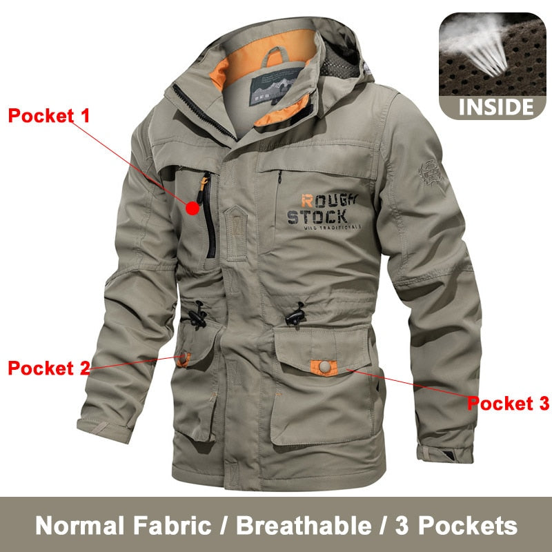 Spring Men Military Tactical Jacken Multi-Pockets Wasserdicht Casual Windbreaker Herren Mantel Outdoor mit Kapuze