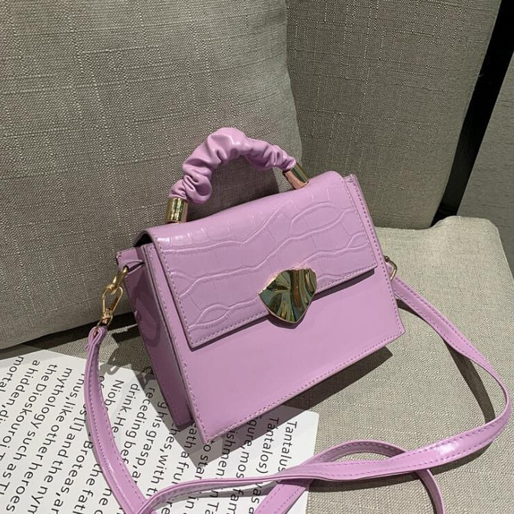 Bolso pequeño de moda, bolsos de hombro de cuero PU de diseñador para mujer, bolsos cruzados con patrón de piedra, bolso de mujer con solapa sólida