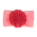 Nishine suave estiramiento satén Rosa flor bebé diadema nudo recién nacido ancho Nylon diademas turbante niñas sombreros niños foto Props