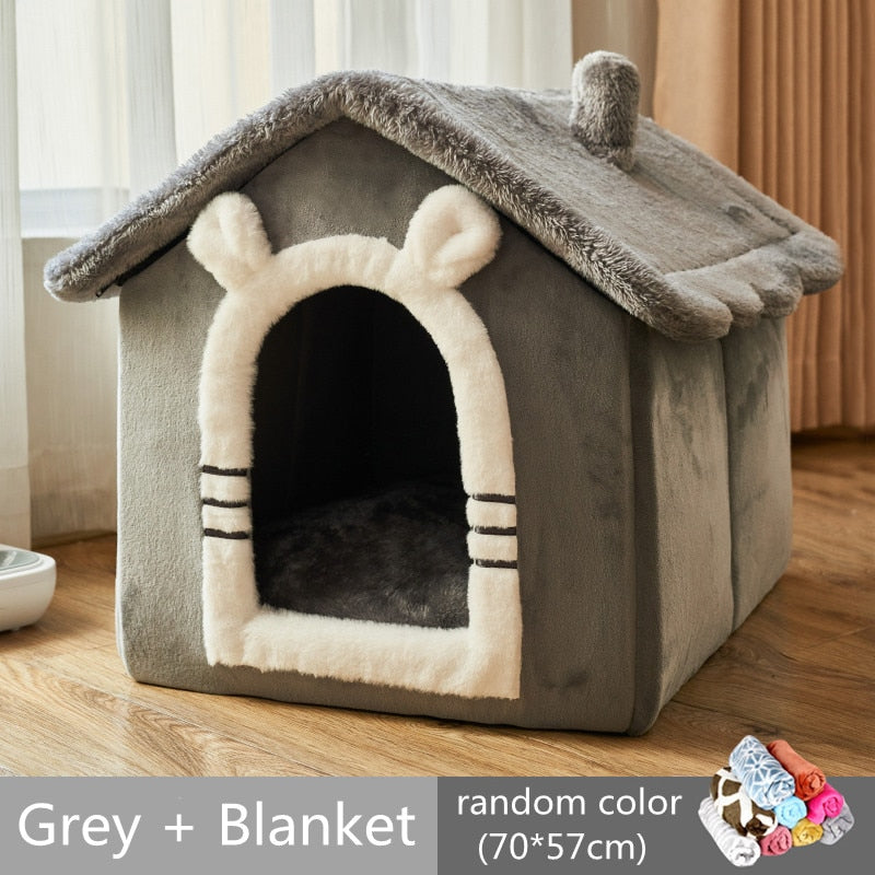 Small Dog Cat  Bed House Winter Warm semi-enclosed House Villa Four Seasons Universal Kennel Removable and Washable Cat Supplies
