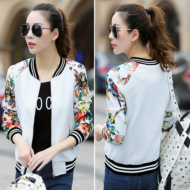 New 2022 Fashion Summer Bomber Print Jacket Women&