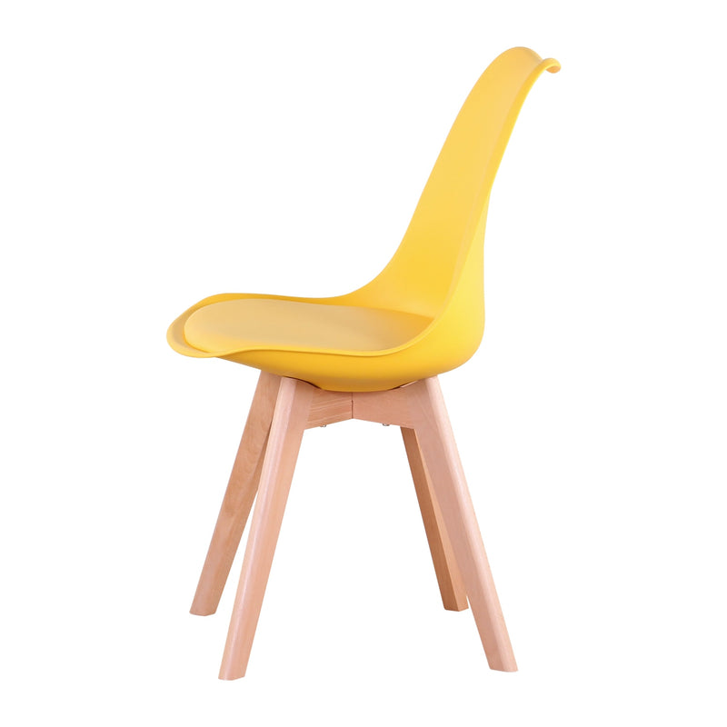 EGOONM Set mit 4 modernen Esszimmerstühlen, inspiriert von Massivholz, Kunststoff, gepolsterter Sitz mit Kissen, Retro-Stil, Küchenstuhl für Esszimmer