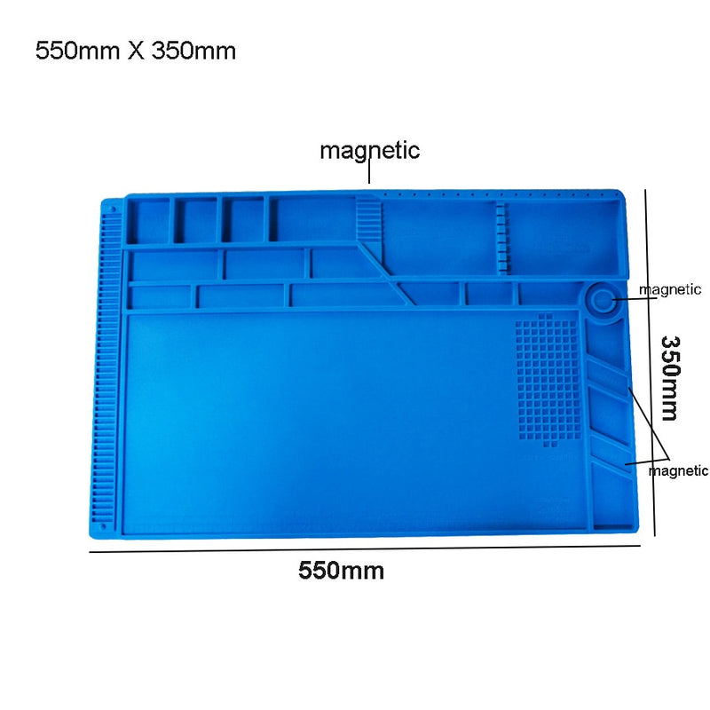 S-160 Silicone Pad Desk Platform 45x30cm for Soldering Station Iron Phone PC  Repair Mat Magnetic Heat Insulation No Lead