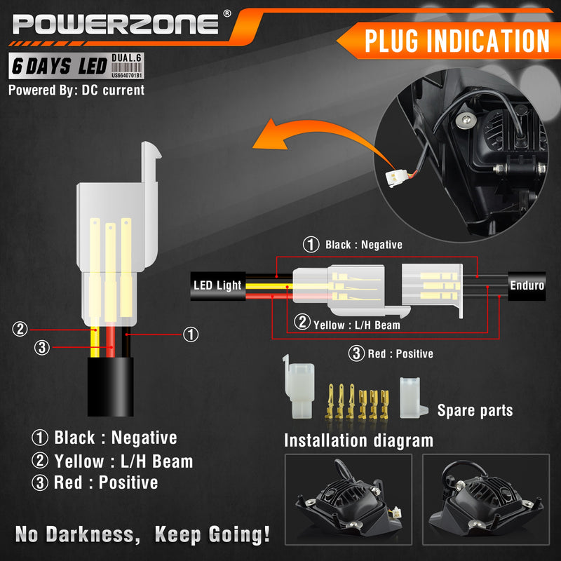 PowerZone Motorrad LED Scheinwerfer Scheinwerfer Scheinwerfer Supermoto Verkleidung für KTM EXC SXF MX Dirt Bike Enduro LED Scheinwerfer