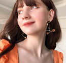 Brass With 18K Gold Crystal Geo Balance Statement Drop Earrings Women Jewelry Punk Party Sweety Gown Runway Boho Korean Japan
