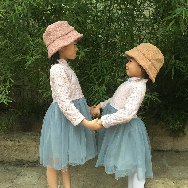 Winter Baby Girls Boys Bucket Hat Cute Children Outdoor Sun Cap Warm Beanies Kids Lamb Cotton Adjustable Hats Thick Warm Caps