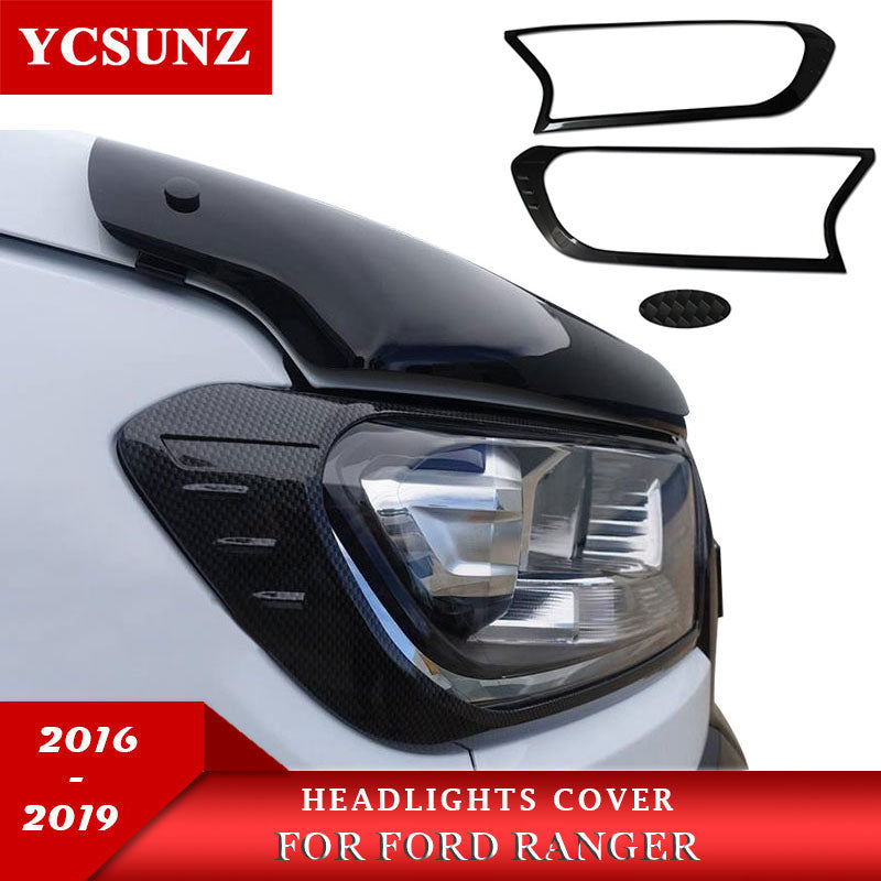 carbon fiber color Headlights cover for ford ranger T7 T8 wildtrak everest endeavour 2016 2017 2018 2019 2020 2021