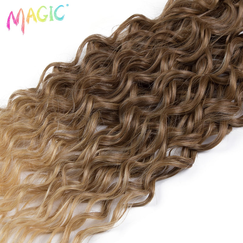 Magic Synthetic 6PCS 24 26 28inches Kinky Curly Hair Bundles Ombre Blonde Farbe Fake Hair Extensions Curly Hair Accessories