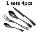 2018 Wholesale 4Pcs/set Black Cutlery Set Box Packaging Stainless Steel Western Knife Cutlery Kitchen Dinnerware Tableware Set