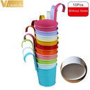 10pcs Wall Hanging Flower Pots Metal Fence Hanging Plant Pots Iron Garden Planter Tin Bucket Holder Basket Home Garden