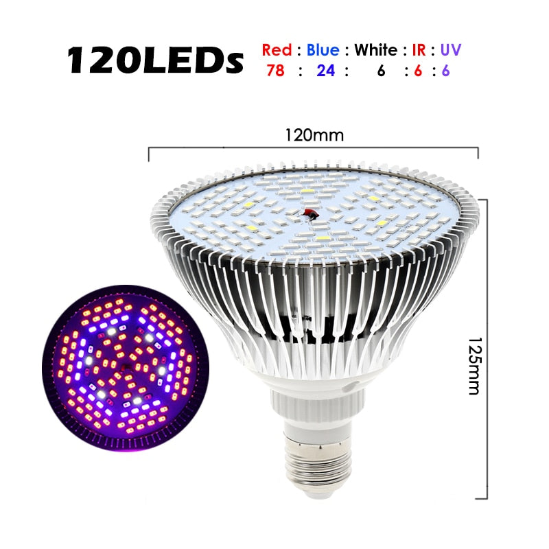 Luz LED de cultivo 150Leds 200Leds Full Spectrum Sunlike E27 Bombilla LED de crecimiento para hidroponía de interior Flores Plantas Lámpara de crecimiento LED