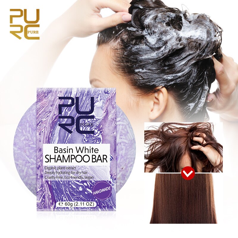 PURC 7 tipos de champú, jabón, limpieza suave y promueve la salud, extracto de plantas orgánicas, barra de champú para el cabello