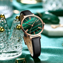 CURREN Fashion Luxury Watches for Women Malachite Green Quartz Dress Bracelet Wristwatch with Leather Female Clock