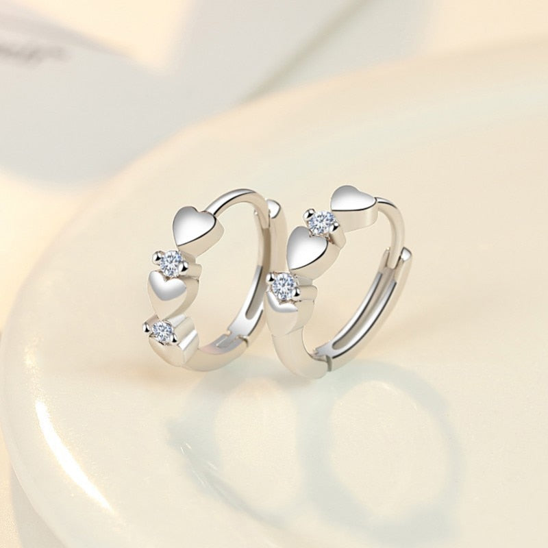 Personality Sweet Heart Hoop Earrings Jewelry Clear Micro CZ Zircon   Earring for Women Girl brincos Bijoux