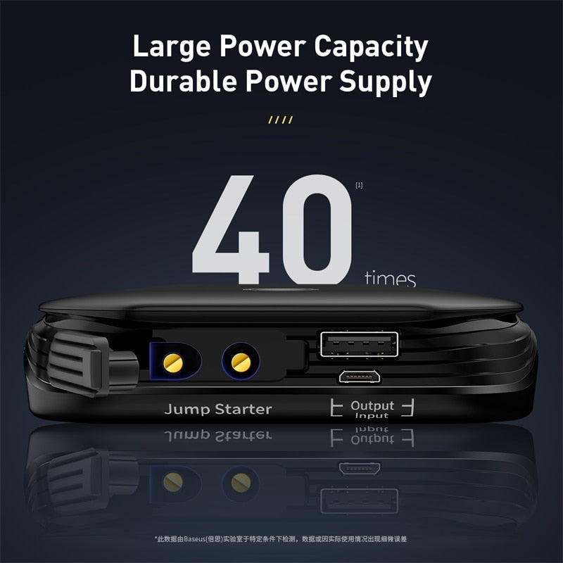 Baseus Car Jump Starter Power Bank 12V Dispositivo de arranque automático 800A Car Booster Battery Jumpstarter Emergency Buster Jumper Start