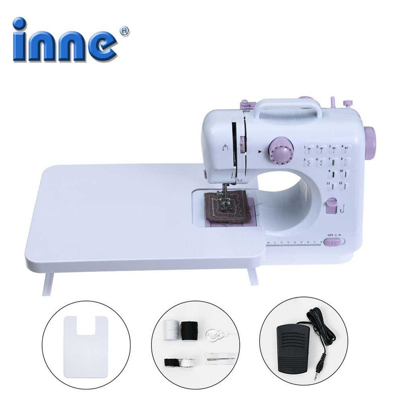Máquina de coser portátil Inne, Mini máquina de coser eléctrica para el hogar, reparación de Overlock, 12 puntadas con Pedal prensatelas para principiantes
