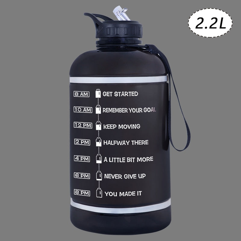 ZOMAKE 2.2/3.78L Gallon Water Bottle with Time Marker &amp; Straw, Motivational Water Jug BPA Free Leakproof Large Water Bottles Gym