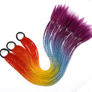 Synthetic 24 inch Ponytail Hairpiece With Rubber Band Hair Ring Chignon Crochet Braid Hair Ponytail Hair Extension Pink,Rainbow