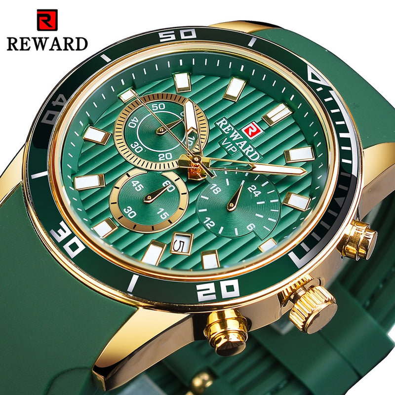 REWARD 2020 Fashion Green Dial Calendar Display Men Top Brand Luxury Design Military Quartz Sport Wrist Watch Male Clock Relogio