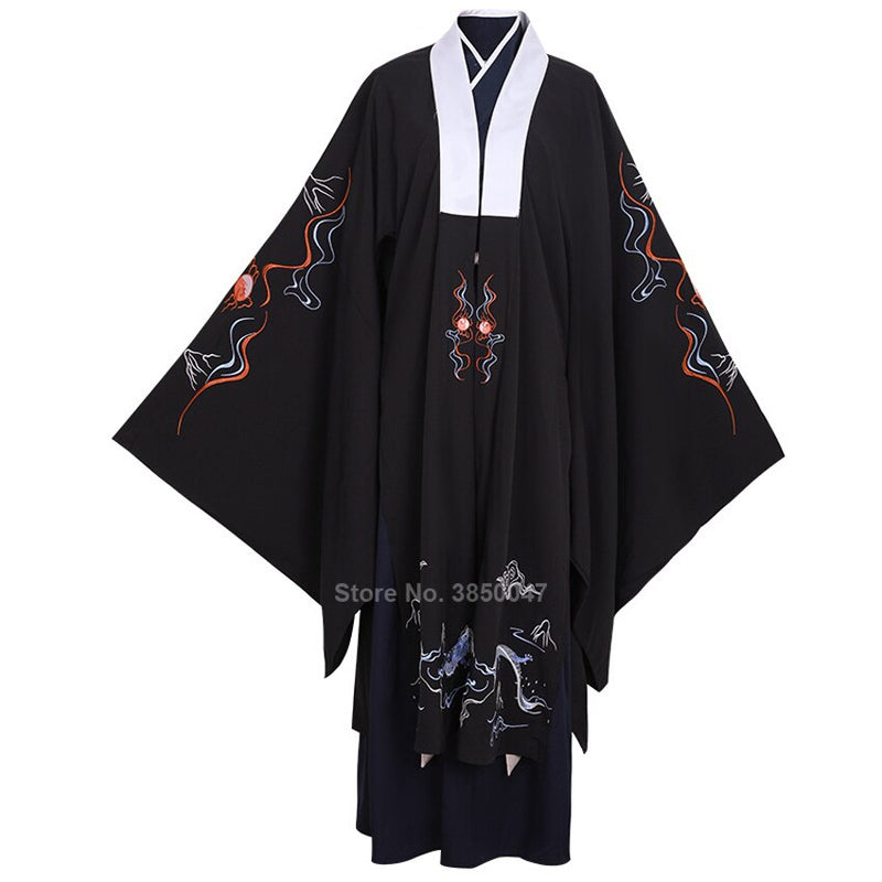 Samurai Man Kimono Set Dragon Print Harajuku Ancient Vintage Men Traditional Japanese Clothing Set Chinese Hanfu Performance