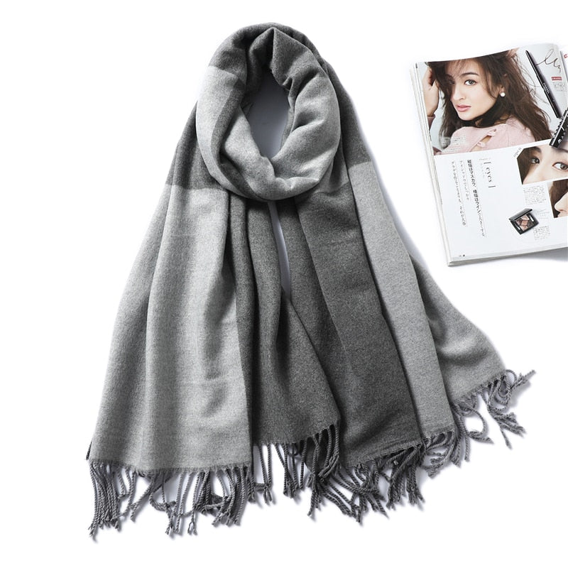 Winter Cashmere Scarf Women Thick Warm Shawls Wraps Lady Solid Scarves Fashion Tassels Pashmina Blanket Quality Foulard 2022 New