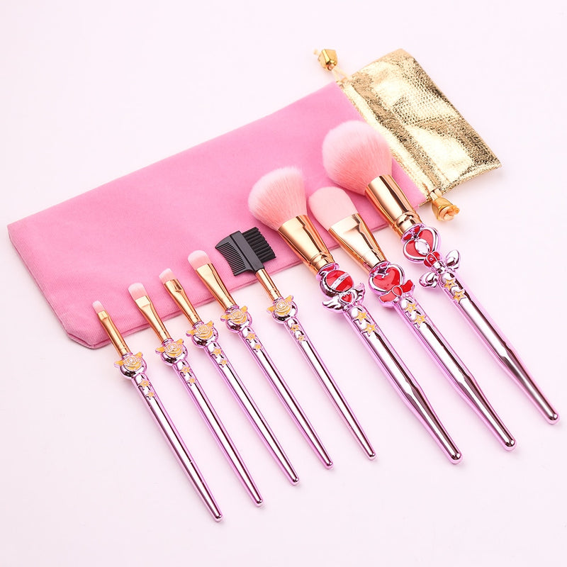 New 8pcs Pro Makeup Brushes Sets &amp; Kits Moon Anime Soft Hair Blusher Concealer Eye Shadow FOUNDATION Lip Brush Cosmetics Tool