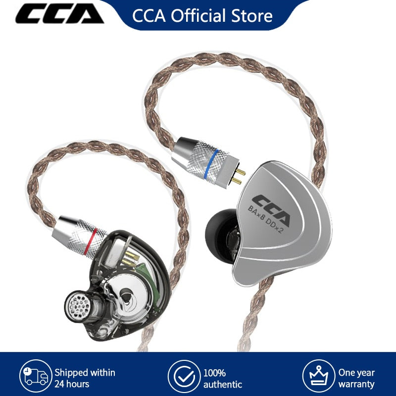 CCA C10 Auriculares 4BA + 1DD Tecnología híbrida HiFi In Ear Music DJ Gamer Auriculares deportivos Auriculares con monitor de cancelación activa de ruido