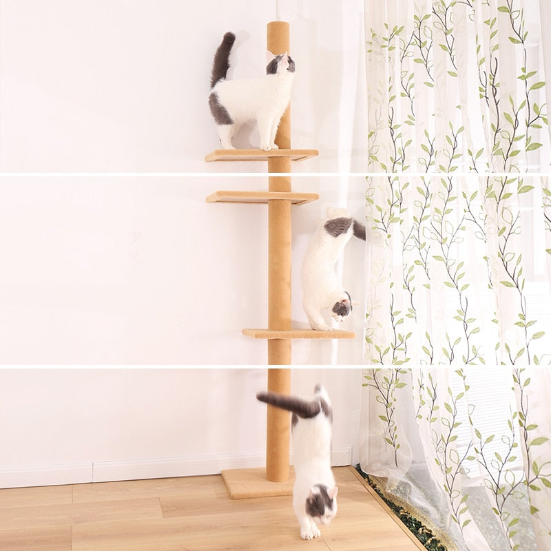 Inlandslieferung Höhe 238–274 cm Kratzbaum Condo Kratzbaum vom Boden bis zur Decke verstellbarer Katzenkratzer zum Schutz von Möbeln