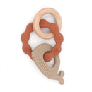 1PC Silicone Teether Baby Rudder Shape Wooden Teether Ring Kid Gift Food Grade Silicone Children&