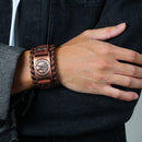 Vnox 26mm Wide Bracelets for Men Viking Icon Nordic Rune Hammer Wristband Black Brown Punk Rock Vintage Jewelry