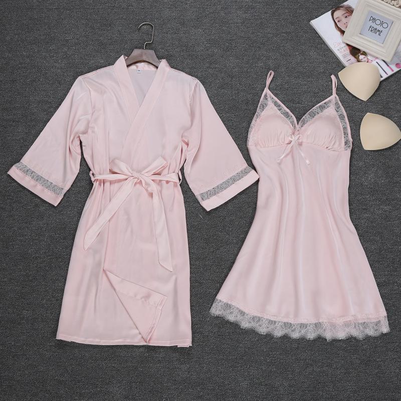 Sexy Womens Night Robe Strap Top Pajamas Suit Summer Two Piec Sleepwear Sets Casual Home Wear Nightwear Sleep Kimono Bath Gown