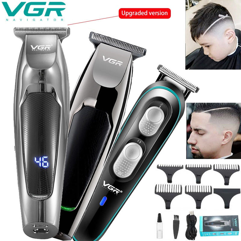 Cortadora de pelo eléctrica VGR, máquina para cortar el pelo a prueba de agua, máquina de afeitar para Barba, cortadora de pelo profesional, máquina para cortar cabello con USB para hombres