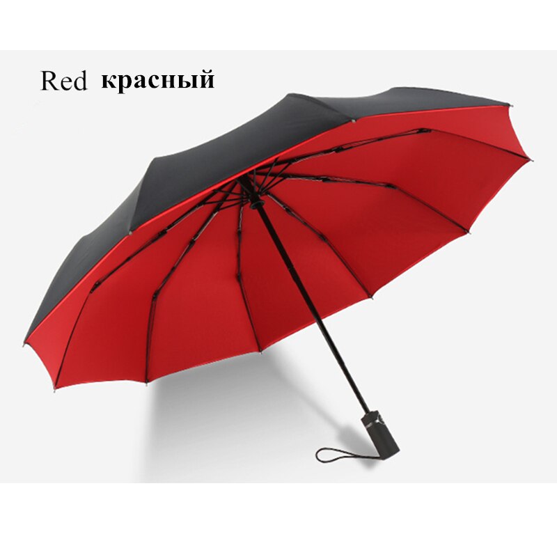 Ten Bone Double Deck 190T Pongee Fully automatic Umbrella Sun 3 Folding Fiberglass Strong Windproof Rain For Women Men Travel