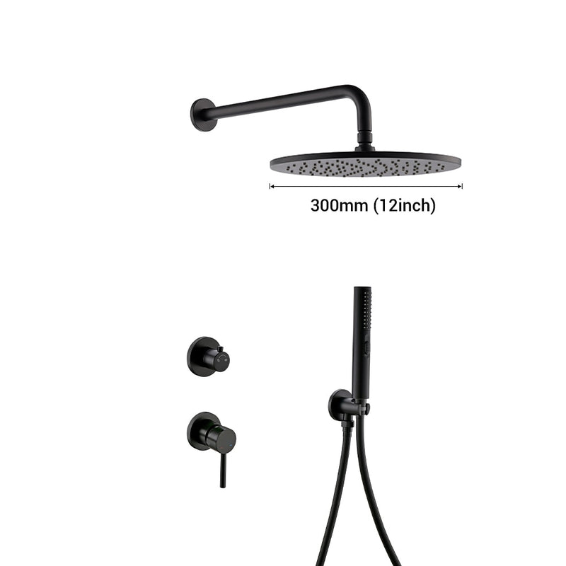 Bathroom Faucet Black Brass Built Installation Rain Shower Head Hand Sprayer With Seat Two-Function And Hot Cold Mixing Switch