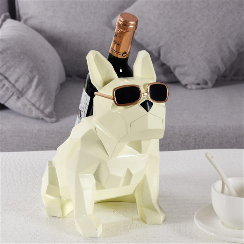 Estante para vino de bulldog francés sencillo moderno, soporte para decoraciones para el hogar, muebles creativos para el hogar, regalo de fiesta