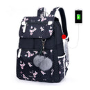 OKKID school bags for girls female laptop backpack usb backbag children backpacks cute cat school backpack for girls bag pack