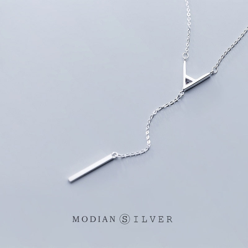 MODIAN New Adjustable Geometric Necklace for Women Real 925 Sterling Silver Letter A-shaped Chain Pendant Necklace Fine Jewelry