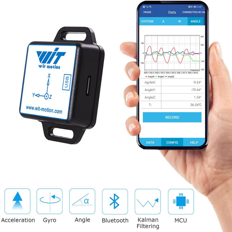 Acelerómetro Bluetooth de alta precisión BWT61CL + giroscopio + ángulo (XYZ, 100HZ), inclinómetro MPU6050 AHRS de 6 ejes, compatible con PC/Android