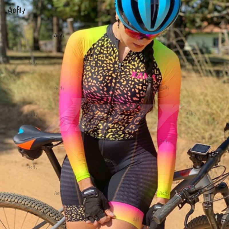 Frauen XAMA Pro Fahrradoverall Langarm Bike Skinsuit Bodysuit MTB Fahrradbekleidung Pullover Undefined