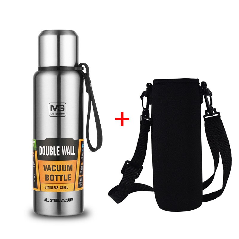 Stainless Steel  Portable Vacuum Flask Insulated Tumbler Bottle Thermos with Rope 500/700/1000/1500ml