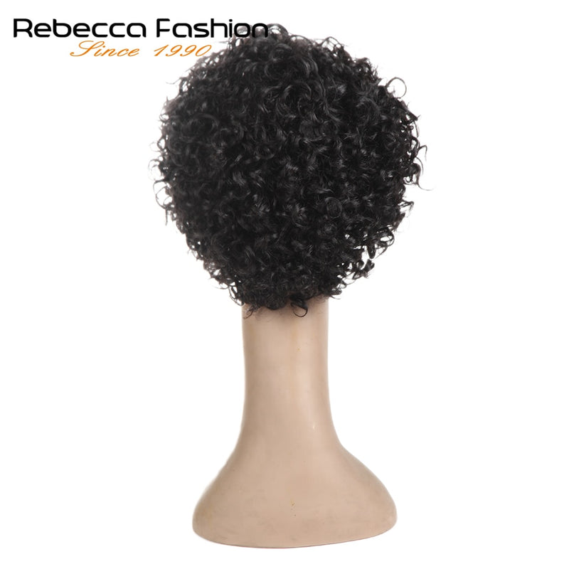 Pelucas rizadas sueltas cortas de Rebecca para mujeres negras, pelucas de cabello humano rizado Remy brasileño, peluca corta, peluca completa de Cosplay Rubio rojo