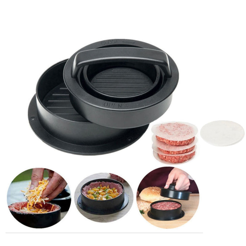 ABS Hamburger Press Meat Pie Press Stuffed Burger Mold Maker with Baking Paper Liners Patty Pastry Tools BBQ Kitchen Accessories