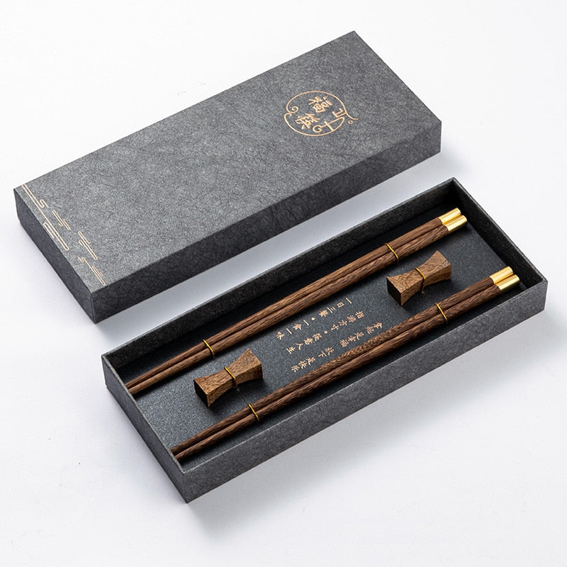 High Quality Premium Natural Red SandalWood Chopsticks Gift Box Packaging Household Cutlery Tableware Set Chinese Chopsticks