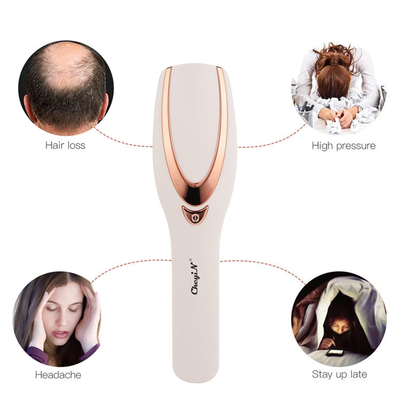CkeyiN 3-in-1-Laser, elektrisch, kabellos, Infrarotstrahl, Massagekamm, Haarwachstum, Vibrationsmassagegerät, Anti-Haarausfall, Kopfpflegebürste