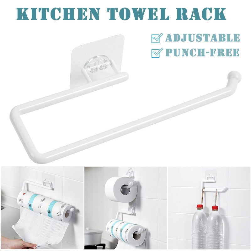 Kitchen Paper Roll Holder Towel Hanger Rack Bar Cabinet Rag Hanging Holder Shelf Toilet Paper Holders