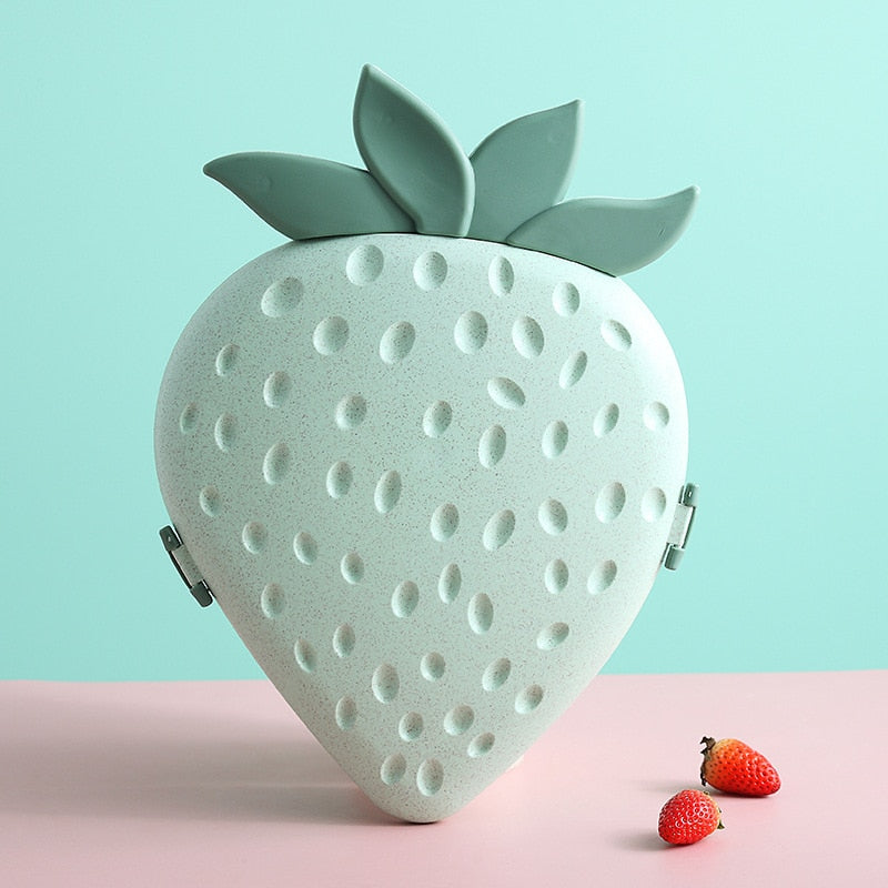 New Kawaii Strawberry Bowl Fruit Candy Storage Box With Lid Creative Modern Plastic Snack Dried Fruit Storage Box Organizer