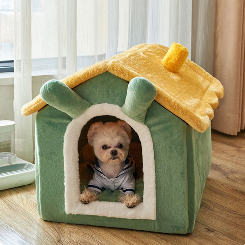 Small Dog Cat  Bed House Winter Warm semi-enclosed House Villa Four Seasons Universal Kennel Removable and Washable Cat Supplies